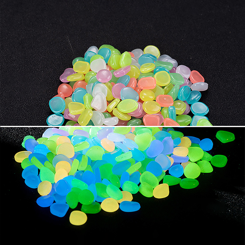 Aquarium Fish Accessories - C 100 個ガーデンデコレーション発光石暗闇で光る装飾小石屋外水槽装飾水族館アクセサリー