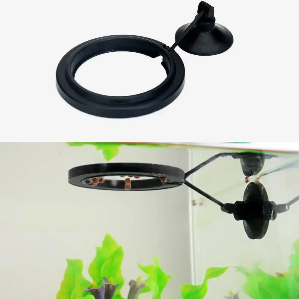 Aquarium Fish Accessories - フィード吸盤水族館給餌リング水槽ステーションフローティングフードトレイフィーダースクエアサークルアクセサリー魚の餌フィーダーブラック