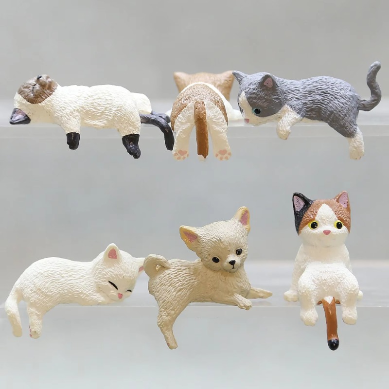 Aquarium Fish Real - 家の装飾用のかわいいPVC猫の絵,ウォーターカップの蓋,コンピュータートップ,水槽の端,マイクロランドスケープ,机の装飾品,1個