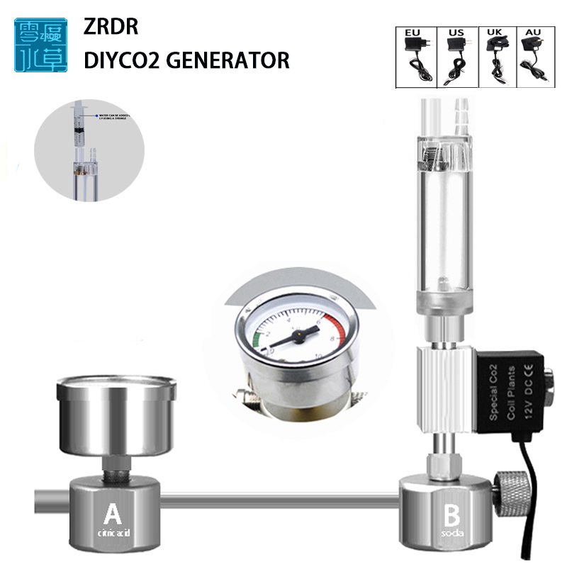 Co2 Diffuser Planted - 水族館用の2つのレギュレーターを備えた発電機のキット,水族館の水槽を交換するためのアクセサリ