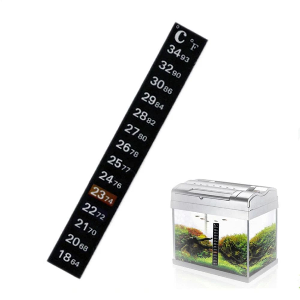Aquarium Thermometer - 5 個/10 個水族館の水槽ストリップ貼り付け式変色温度計ステッカー粘着性デュアルスケールステッカー温度ツール