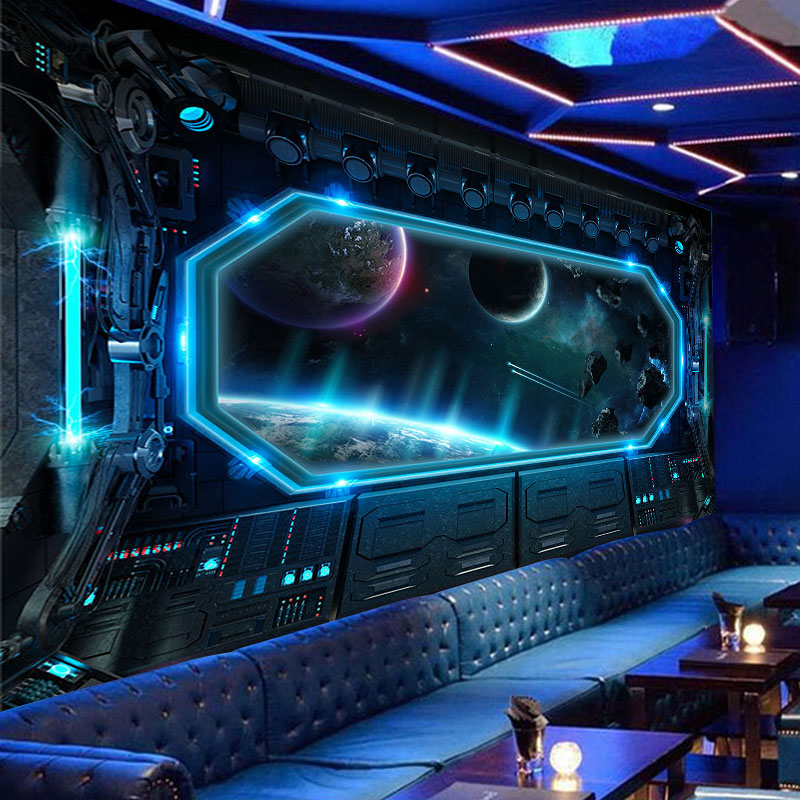 Background Film 3D - 3Dスペースカプセル壁画,SF映画,テレビの背景壁,KTV,インターネットバー,eスポーツホテル,カスタマイズ製品