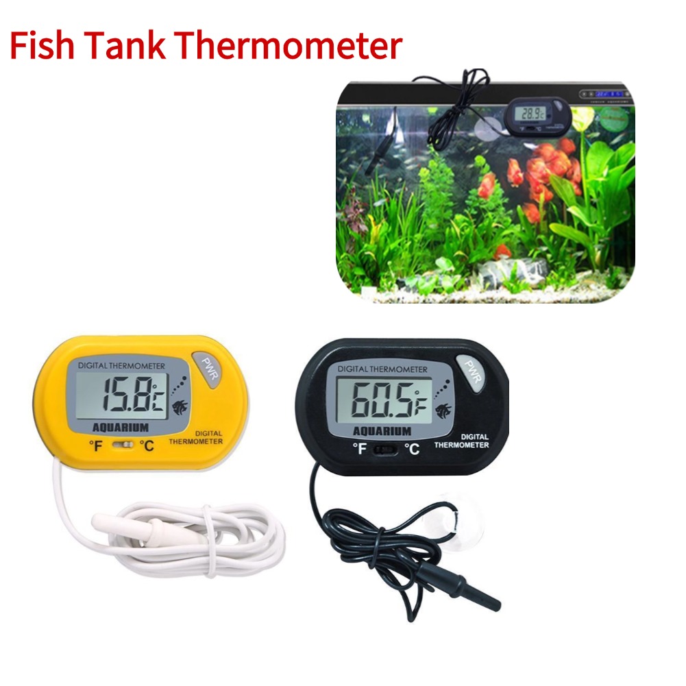 Aquarium Thermometer - 水槽用防水電子温度計、LCDデジタル水族館スクリーンセンサー、プローブ付き温度計コントローラー