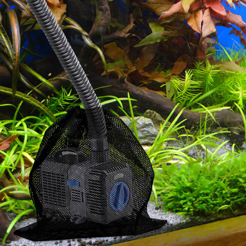 Aquarium Fish Accessories - 4個入りヘビーデューティーポリエステルメッシュポンプフィルターバッグ、巾着式池・水槽用ポンプフィルターバッグ、効果的なゴミ詰まり除去用