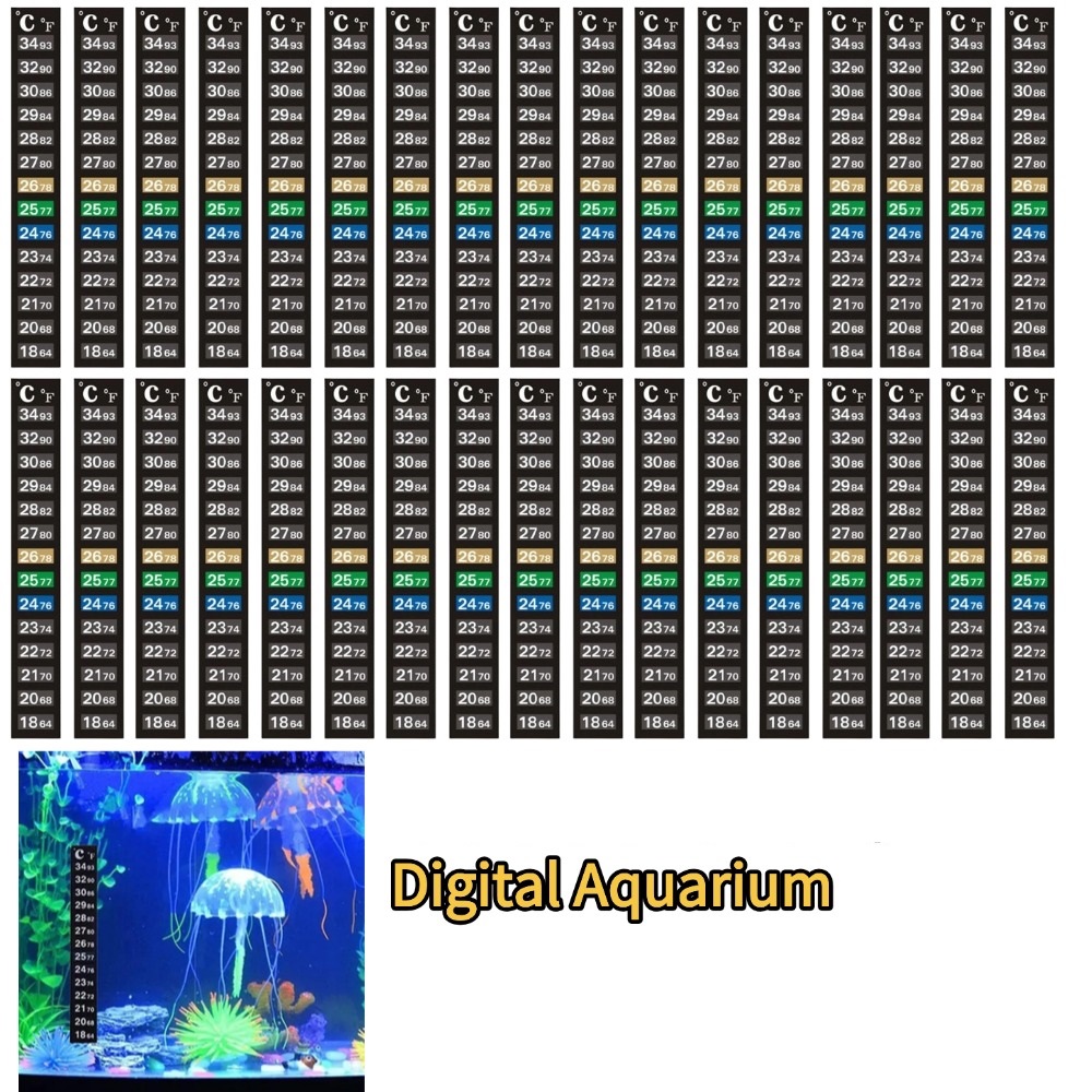 Aquarium Thermometer - 1/5 個デジタル水族館ホームスティックオン温度計水槽ストリップデュアルスケール C/F 変色温度測定ステッカーツール