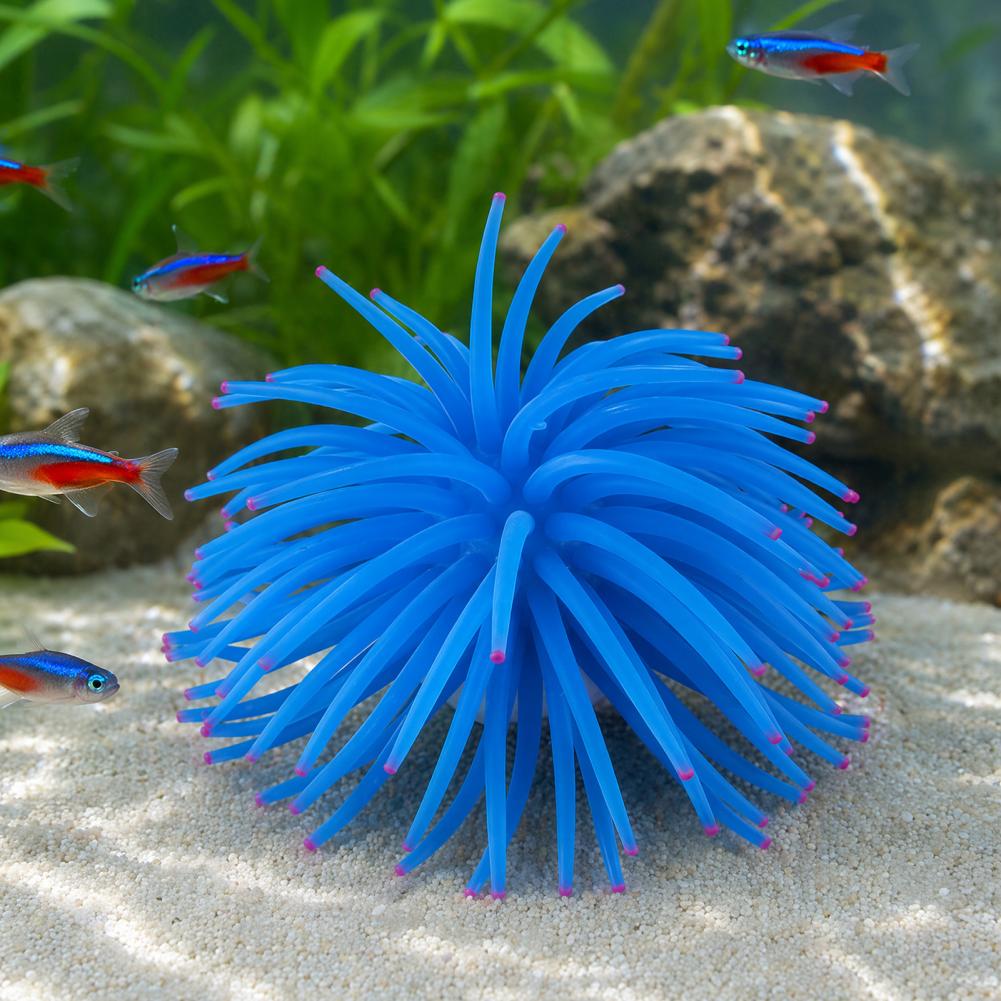 水槽飾り シリコン製海アネモネ 水槽装飾 リアルな青い飾り  - Aquarium Fish Accessories のレビューと価格