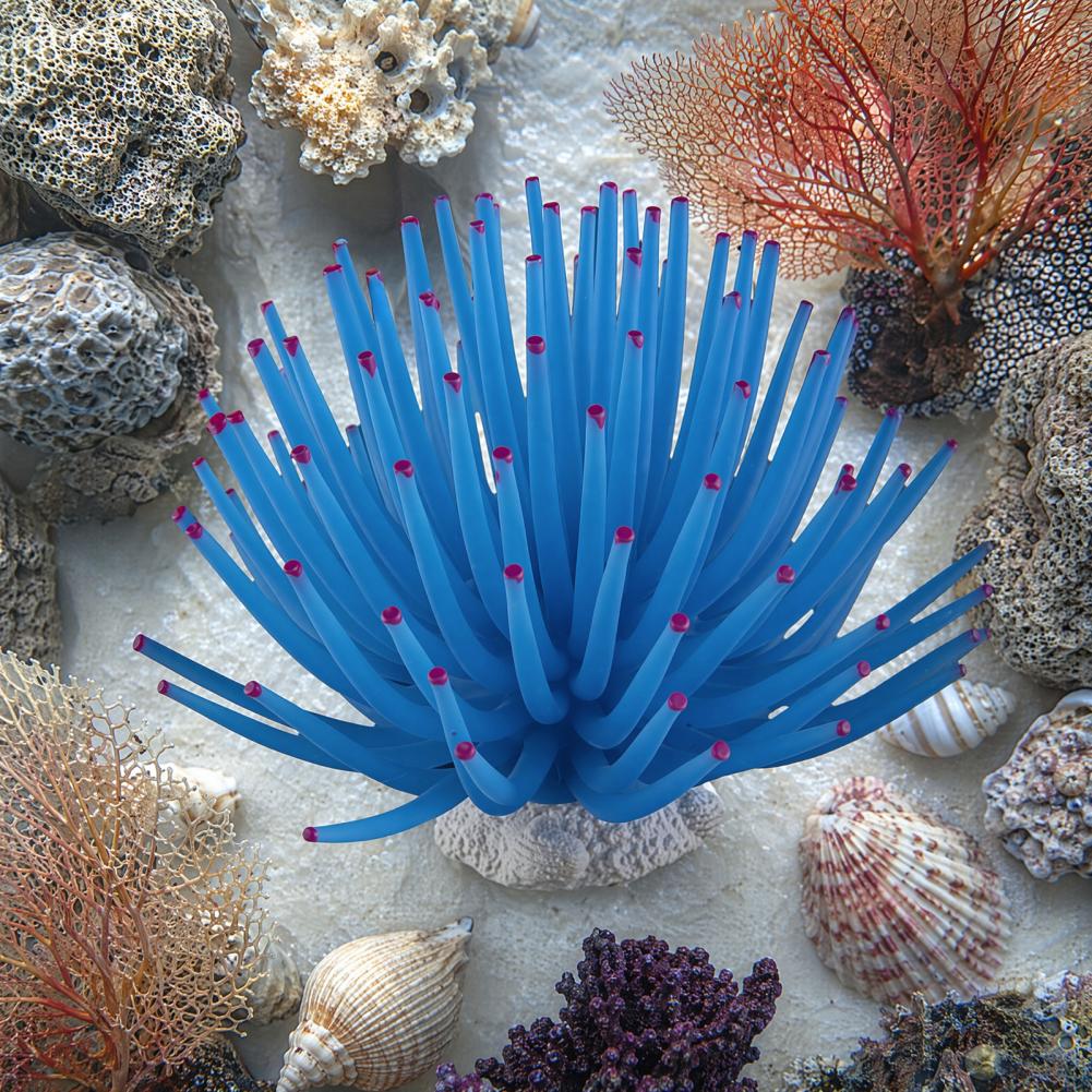 水槽飾り シリコン製海アネモネ 水槽装飾 リアルな青い飾り  - Aquarium Fish Accessories のレビューと価格