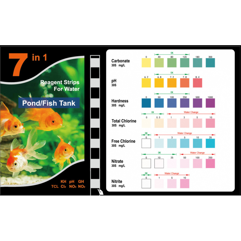 7-In-1 PH テストストリップ、水族館プールテストキッ - Aquarium Fish In Pond のレビューと価格
