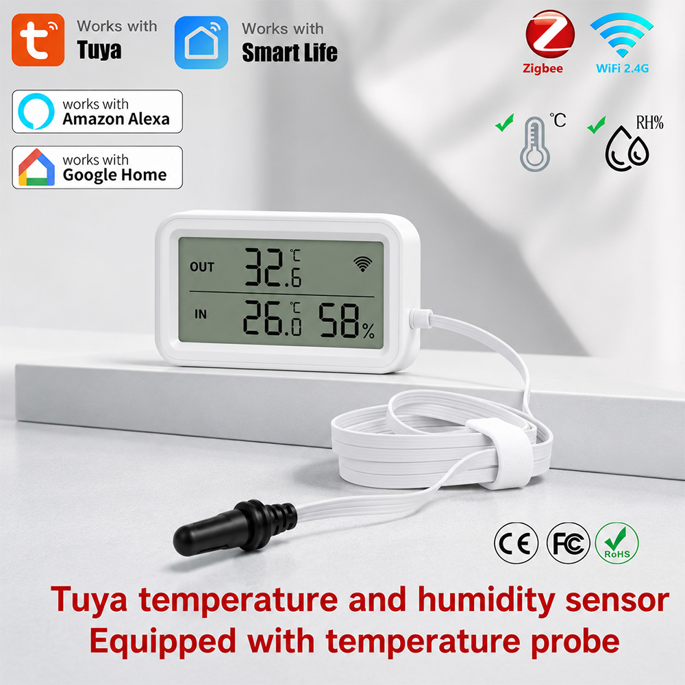 外部プローブ温度湿度センサー Tuya WiFi Zigbe - Aquarium Thermometer のレビューと価格