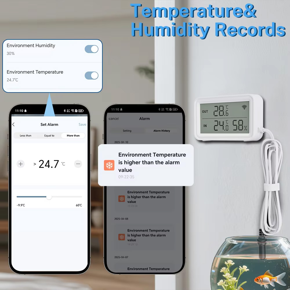 外部プローブ温度湿度センサー Tuya WiFi Zigbe - Aquarium Thermometer のレビューと価格