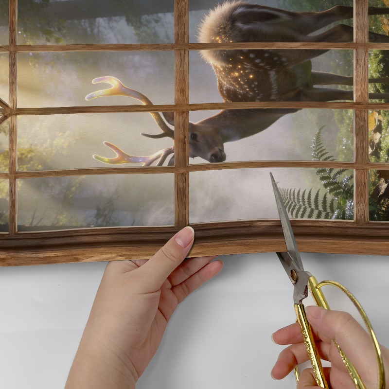 80x180cm 3Dフェイクアーチ窓ウォールステッカー 自 - Background Film 3D のレビューと価格
