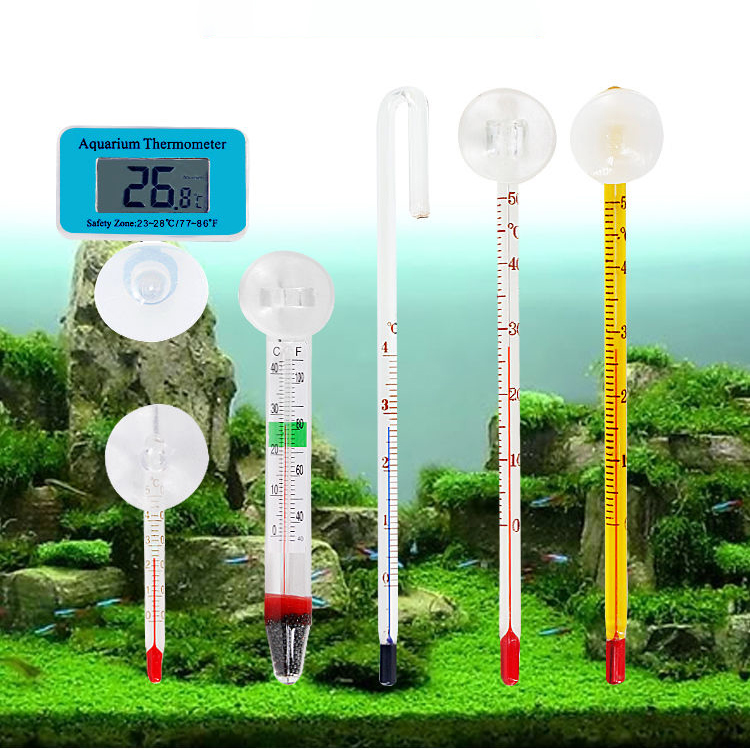 水族館温度計水槽水中ガラス温度計アクセサリー水温測定用防水吸 - Aquarium Thermometer のレビューと価格