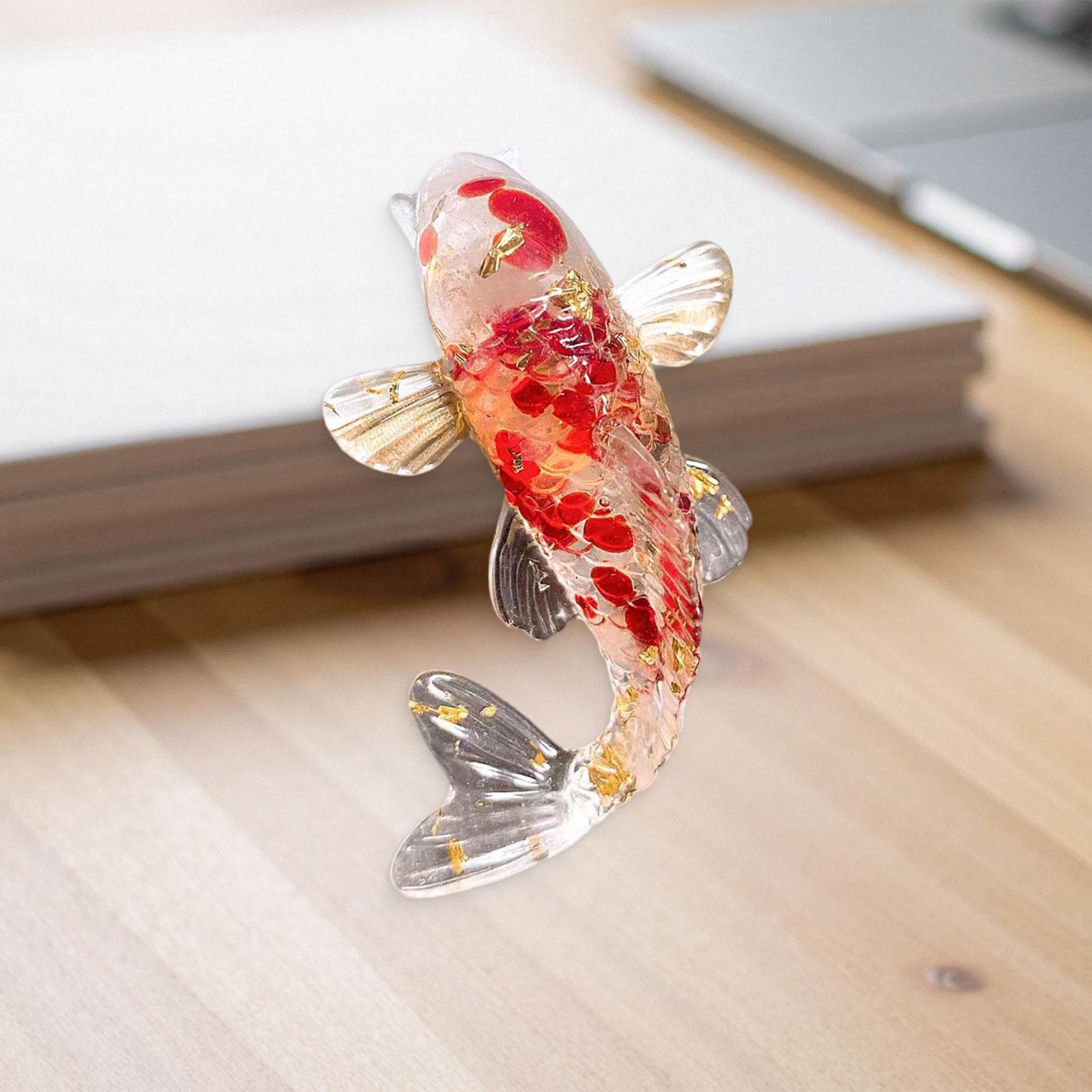 リアルな鯉の魚の彫刻樹脂製置物、かわいい幸運のお守り、日本の - Aquarium Fish Japanese のレビューと価格