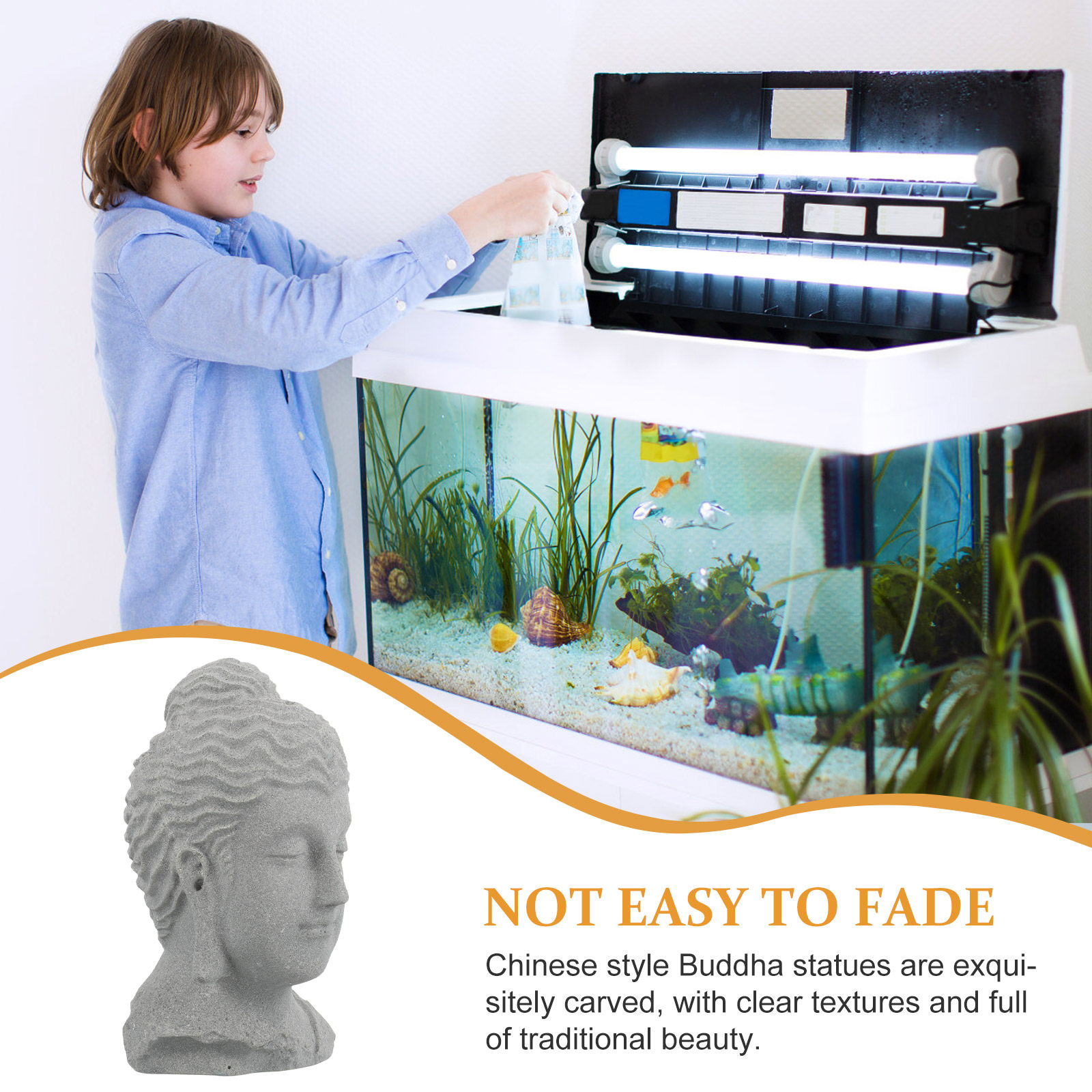瞑想する仏像の置物、水槽や水槽の装飾、盆栽、デスクトップ、家 - Aquarium Fish Usa のレビューと価格