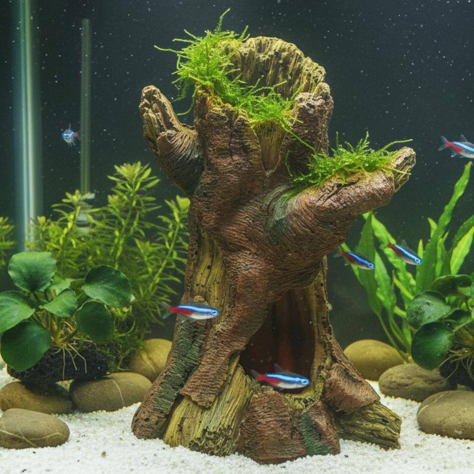 水槽の景観装飾、水槽デコレーション、樹脂製の木の幹のシェルタ - Aquarium Fish Usa のレビューと価格