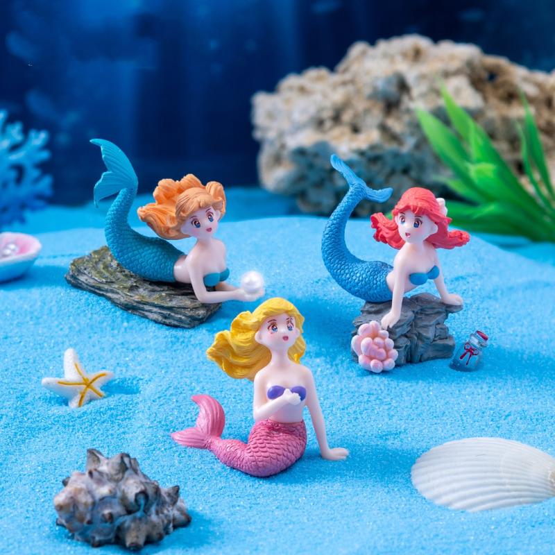 4 個のプラスチック水槽リトルマーメイドオーナメントミニチュ - Aquarium Fish Real のレビューと価格
