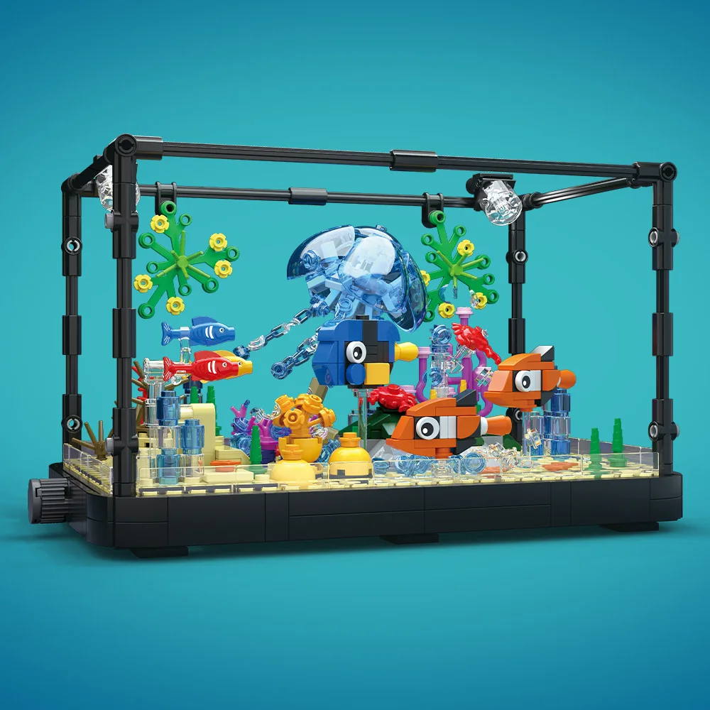 ライト付き水槽ビルディングブロックセット、水槽、海洋カメ、1 - Aquarium Fish Real のレビューと価格