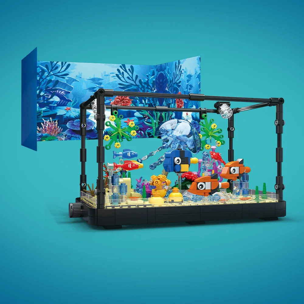ライト付き水槽ビルディングブロックセット、水槽、海洋カメ、1 - Aquarium Fish Real のレビューと価格
