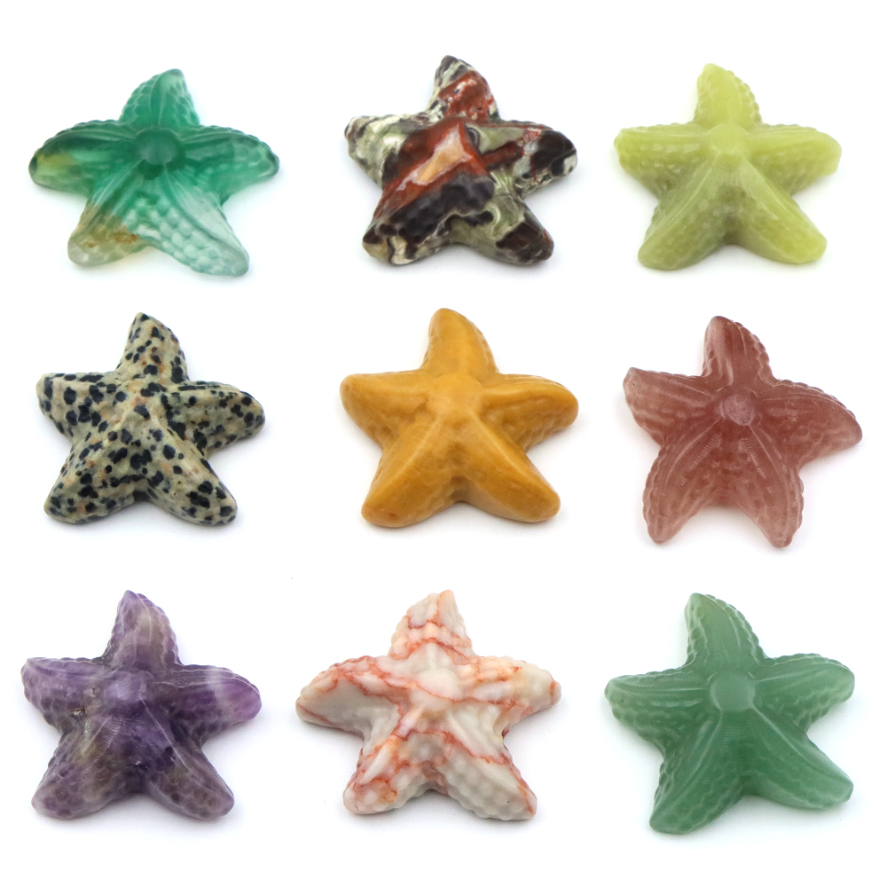 35 ミリメートルヒトデの形の像海洋動物天然石ヒーリングクリ - Aquarium Fish Usa のレビューと価格