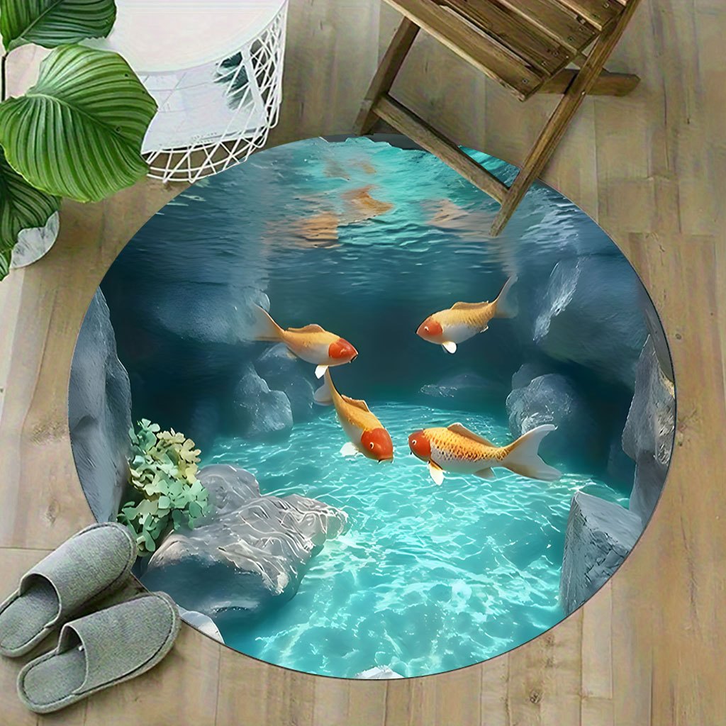 鯉の池ラウンドラグフリースリアルな水中シーン水族館テーマフロ - Aquarium Fish Japanese のレビューと価格