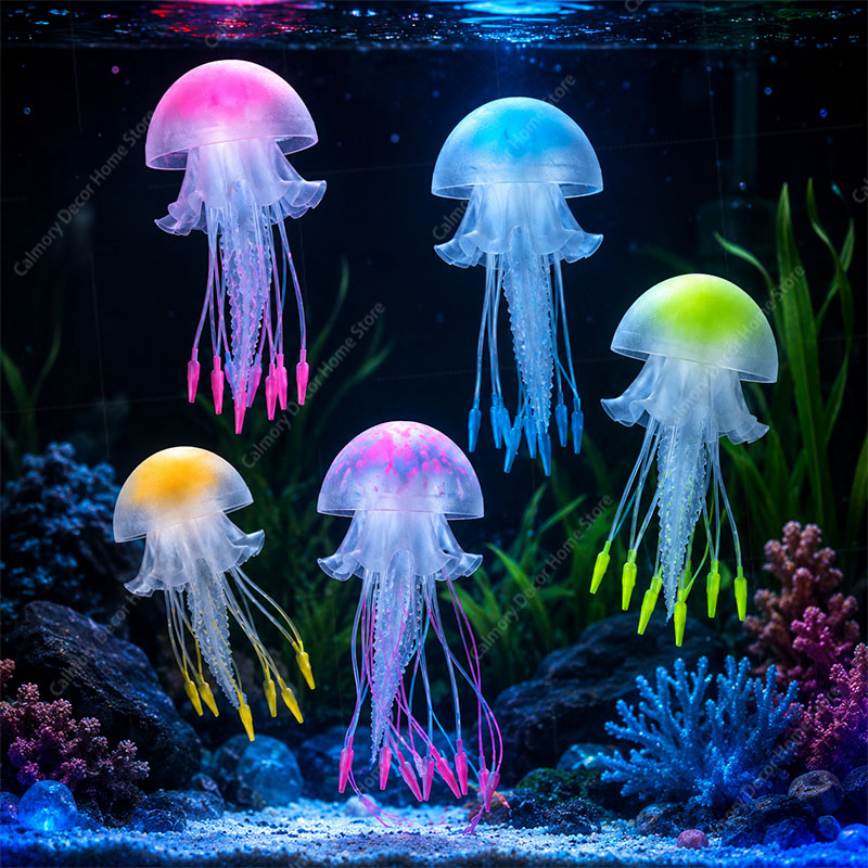 創造的な模擬浮遊蛍光発光効果クラゲ水槽装飾魚タンク水中装飾品 - Aquarium Fish Real のレビューと価格