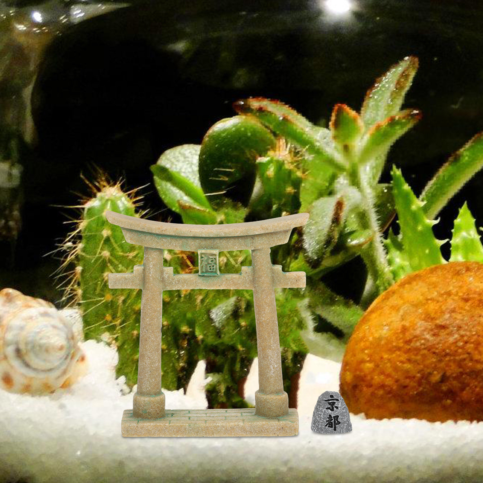 小さな日本の鳥居ゲート樹脂製神道ゲート京都石造り水槽景観装飾 - Aquarium Fish Japanese のレビューと価格